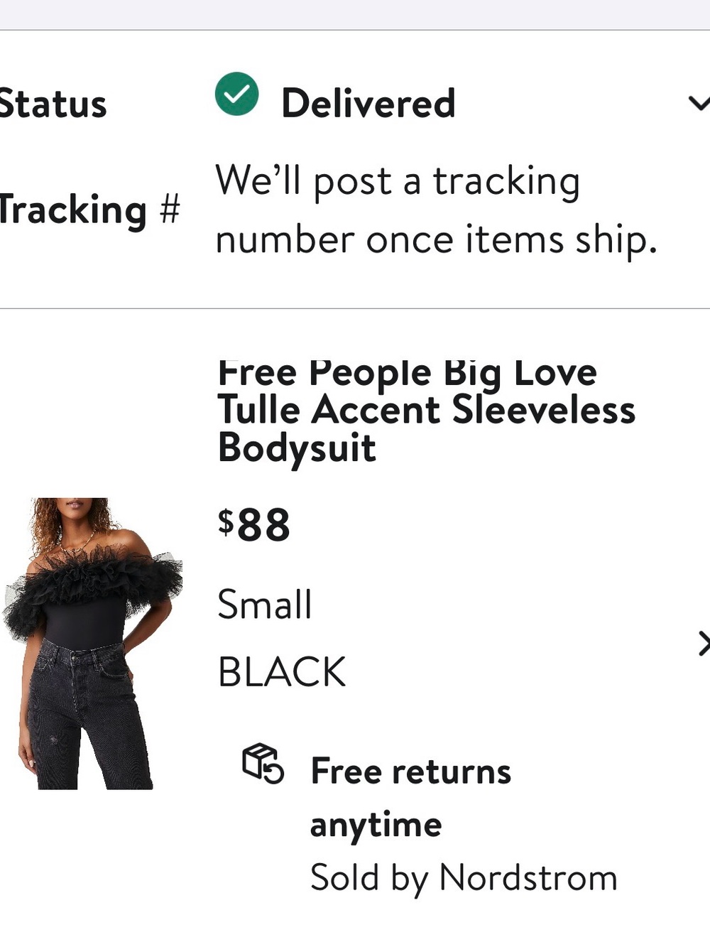 Free People Black Tulle Ruffle Bodysuit - Picture 3 of 9